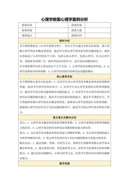 医学心理学教案模板怎么写_医学心理学教案模板包含哪些内容